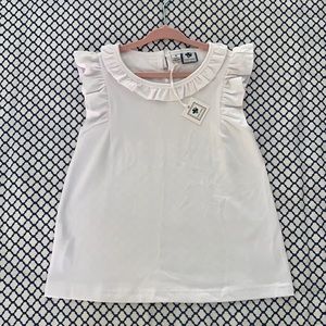 Busy Bees brand girls white ruffle sleeve top, size 6